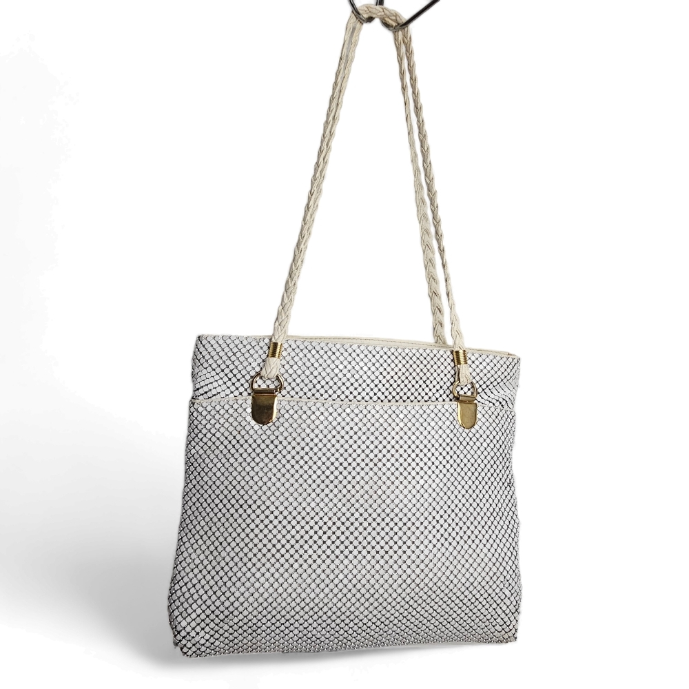 Bags by Marlo Vintage White Metal Mesh Purse
